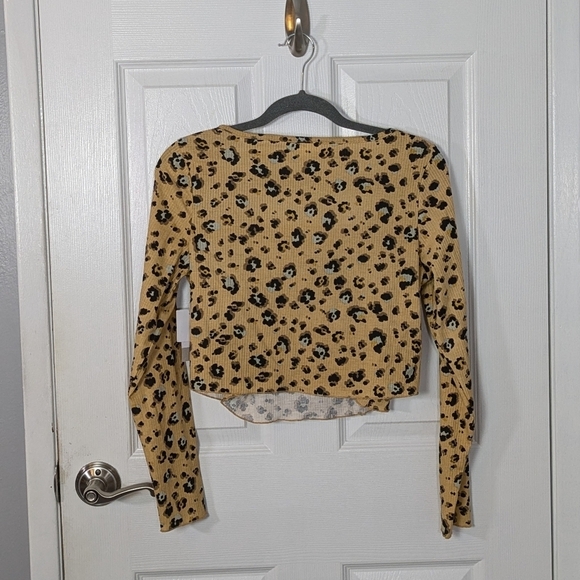 NWT Nordstrom BP Crop Ribbed Beige Leopard Print Cardigan and Cami Set Size Med‎ - Picture 5 of 9